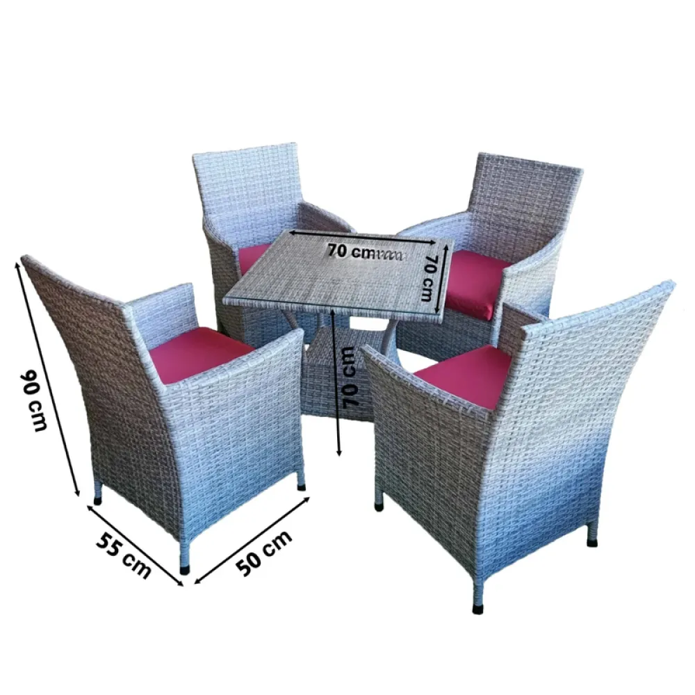 Outdoor Seating Set for 4 People from Miden Home OS-Rt-030-W