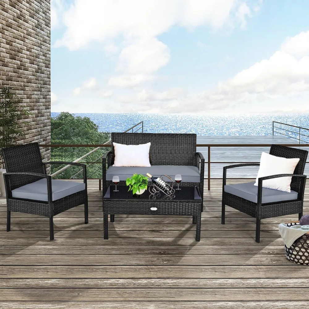 Outdoor Seating Set for 4 People from Miden Home OS-Rt-062-W