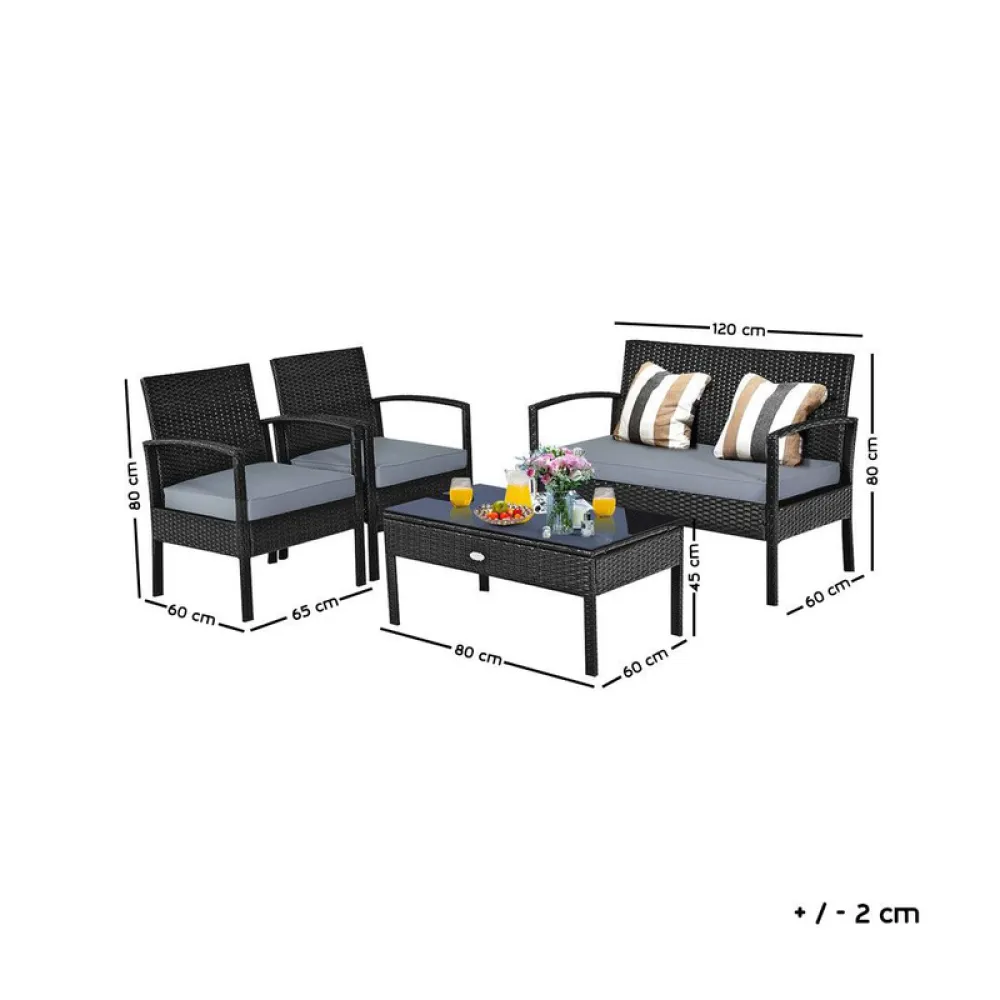 Outdoor Seating Set for 4 People from Miden Home OS-Rt-062-W