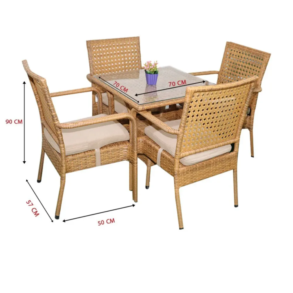 Outdoor Seating Set for 4 People from Miden Home OS-Rt-075-W