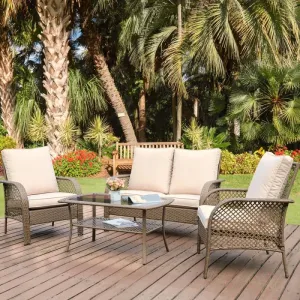 Outdoor Seating Set for 4 People from Miden Home OS-Rt-084-W