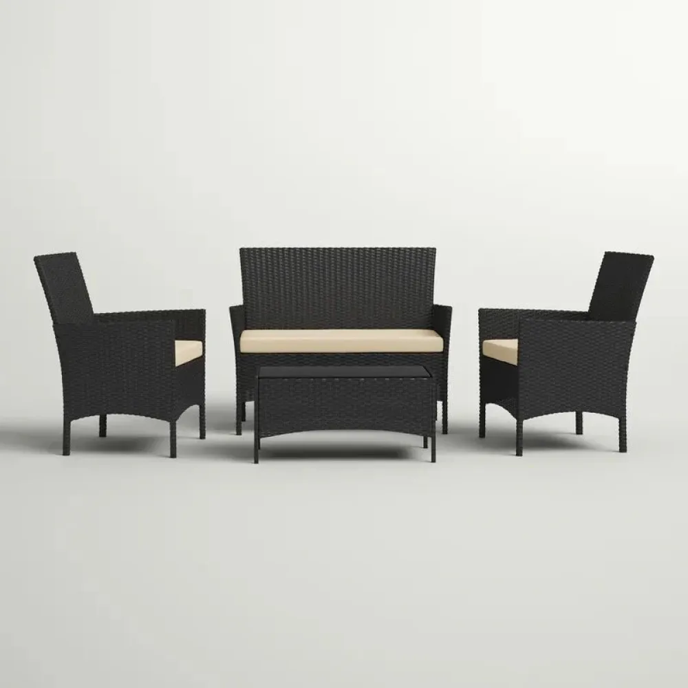 Outdoor Seating Set for 4 People from Miden Home OS-Rt-104-W