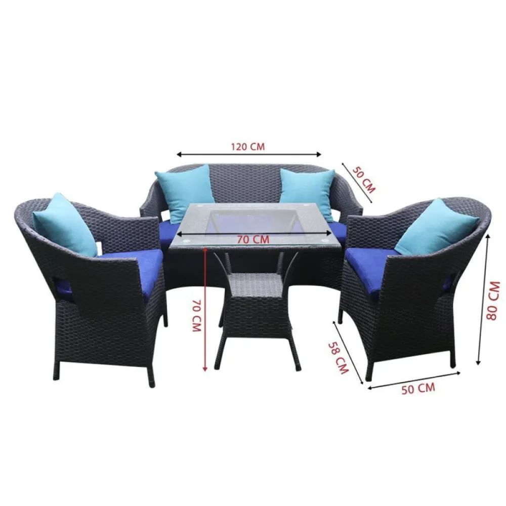 Outdoor Seating Set for 4 People from Miden Home OS-Rt-167-W