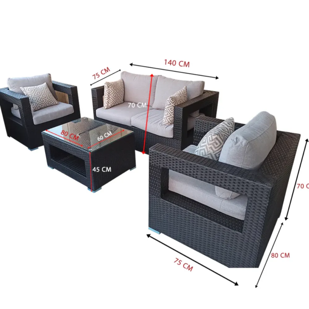 Outdoor Seating Set for 4 People from Miden Home OS-Rt-178-W