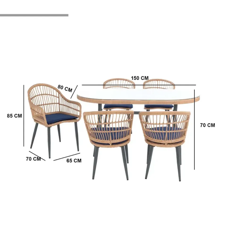 Outdoor Seating Set for 6 People from Miden Home OS-310-W