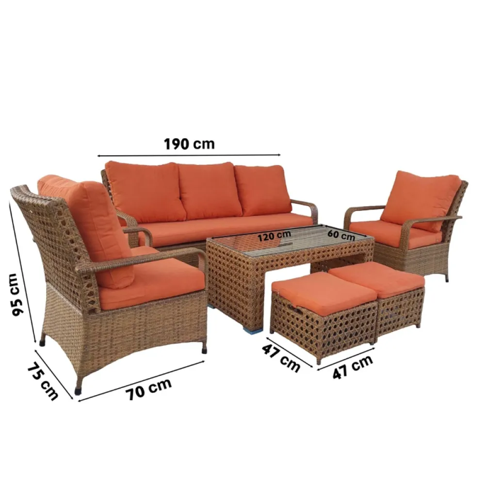Outdoor Seating Set for 7 People from Miden Home OS-Rt-024-W