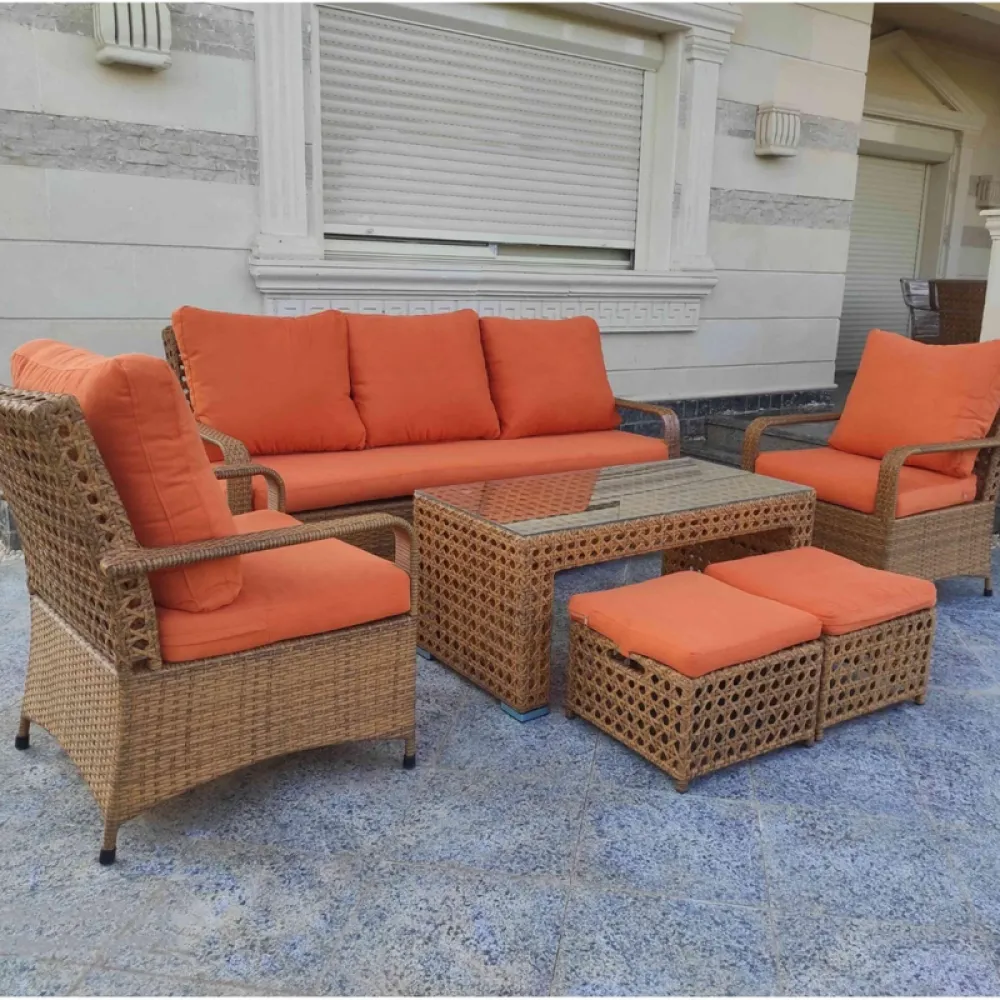 Outdoor Seating Set for 7 People from Miden Home OS-Rt-024-W