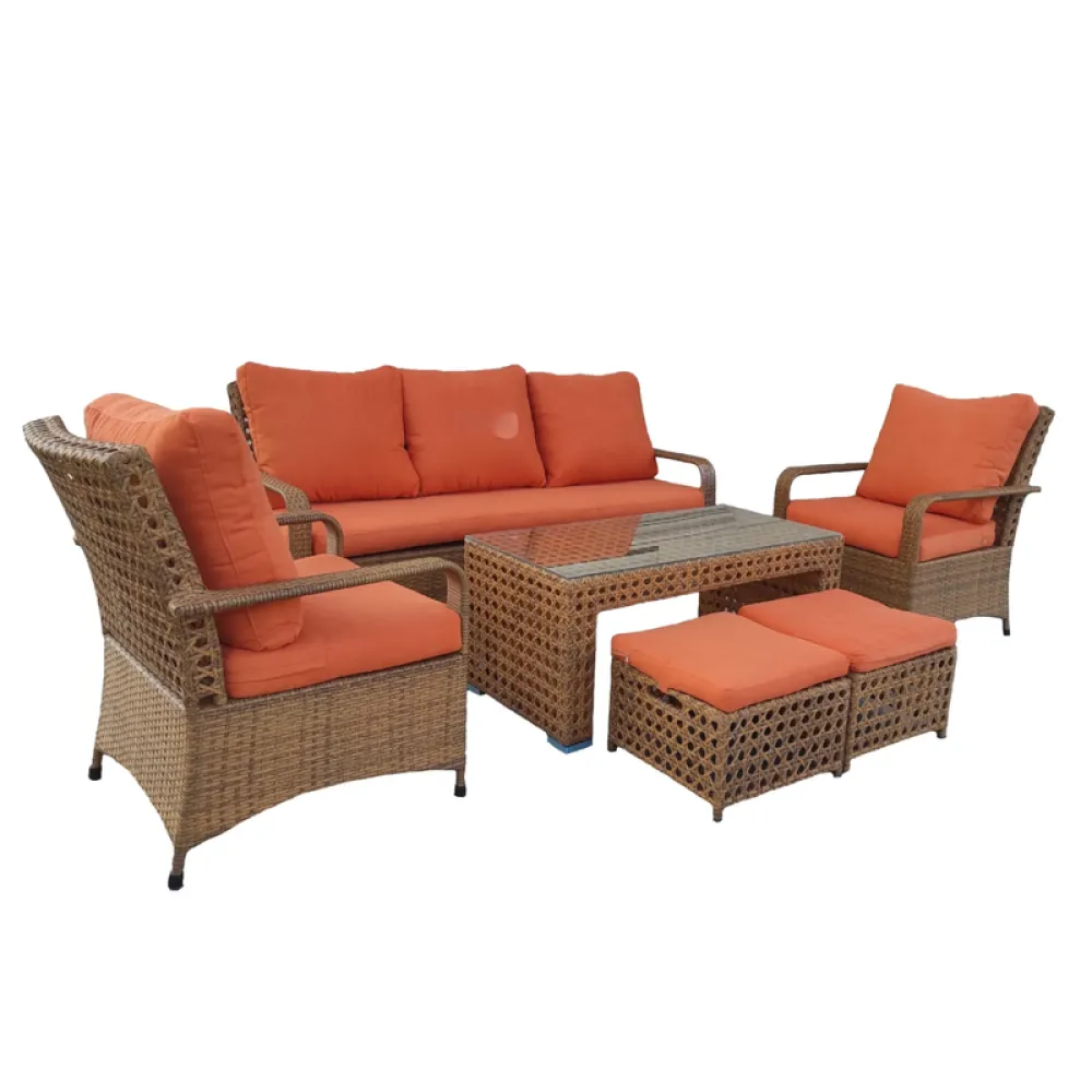 Outdoor Seating Set for 7 People from Miden Home OS-Rt-024-W