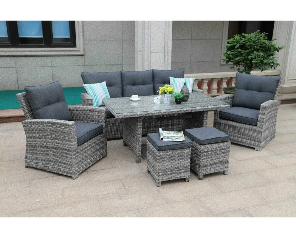 Outdoor Seating Set for 7 People from Miden Home OS-Rt-081-W