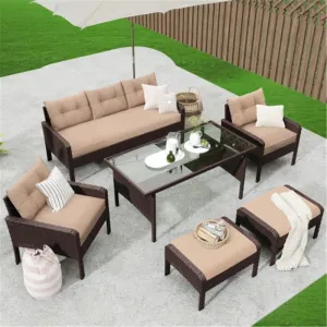 Outdoor Seating Set for 7 People from Miden Home OS-Rt-195-W