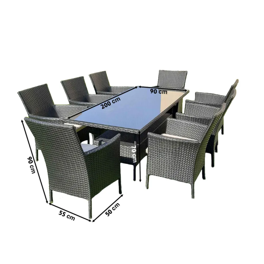 Outdoor Seating Set for 8 People from Miden Home OS-Rt-039-W