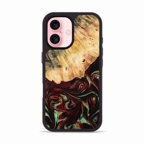 Iphone 16 Wood Phone Case - Daquan (Red, 775686) Raised Edges
