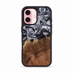 Anti Finger Smudge Film Anti Finger Grease Film Iphone 16 Wood Phone Case - Ishaan (Black & White, 770250)
