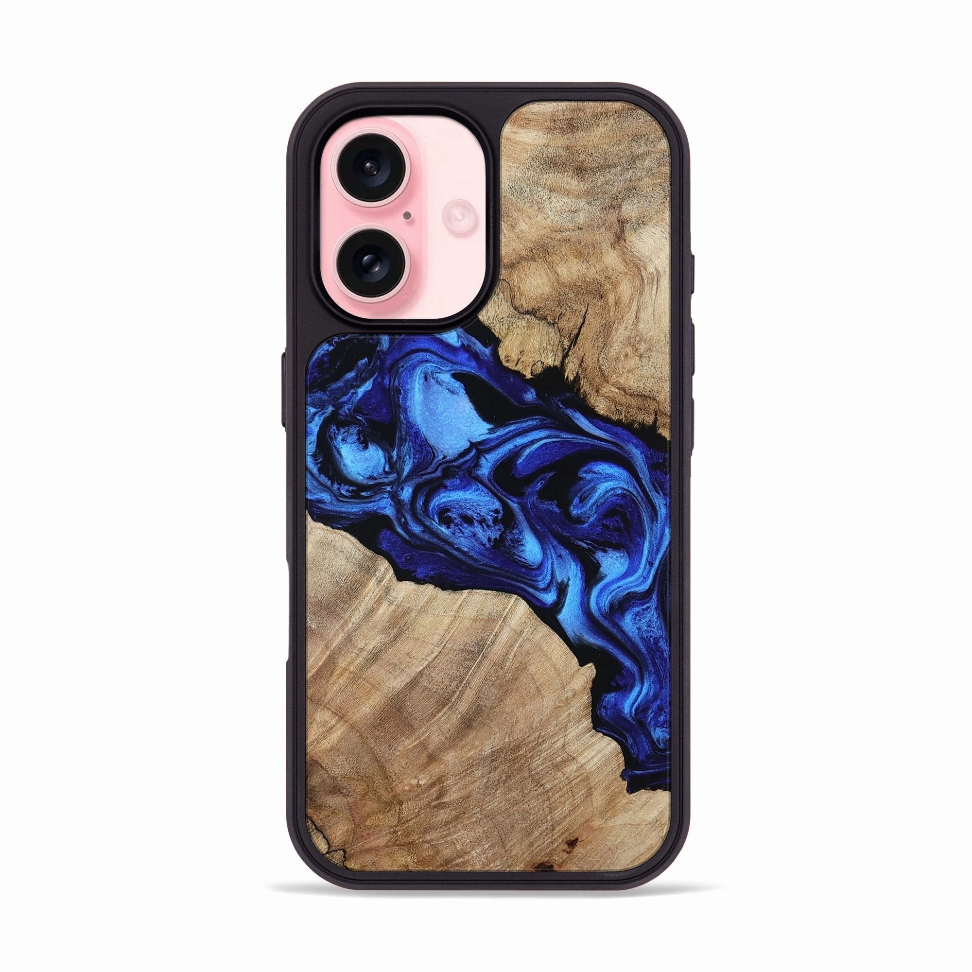 Easy Apply Fingerprint Repellent Iphone 16 Wood Phone Case - Therese (Blue, 780682)
