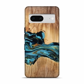 Pixel 7 Wood Live Edge Phone Case - Kyan (Teal & Gold, 779005) Scratch Proof Anti Blue Light