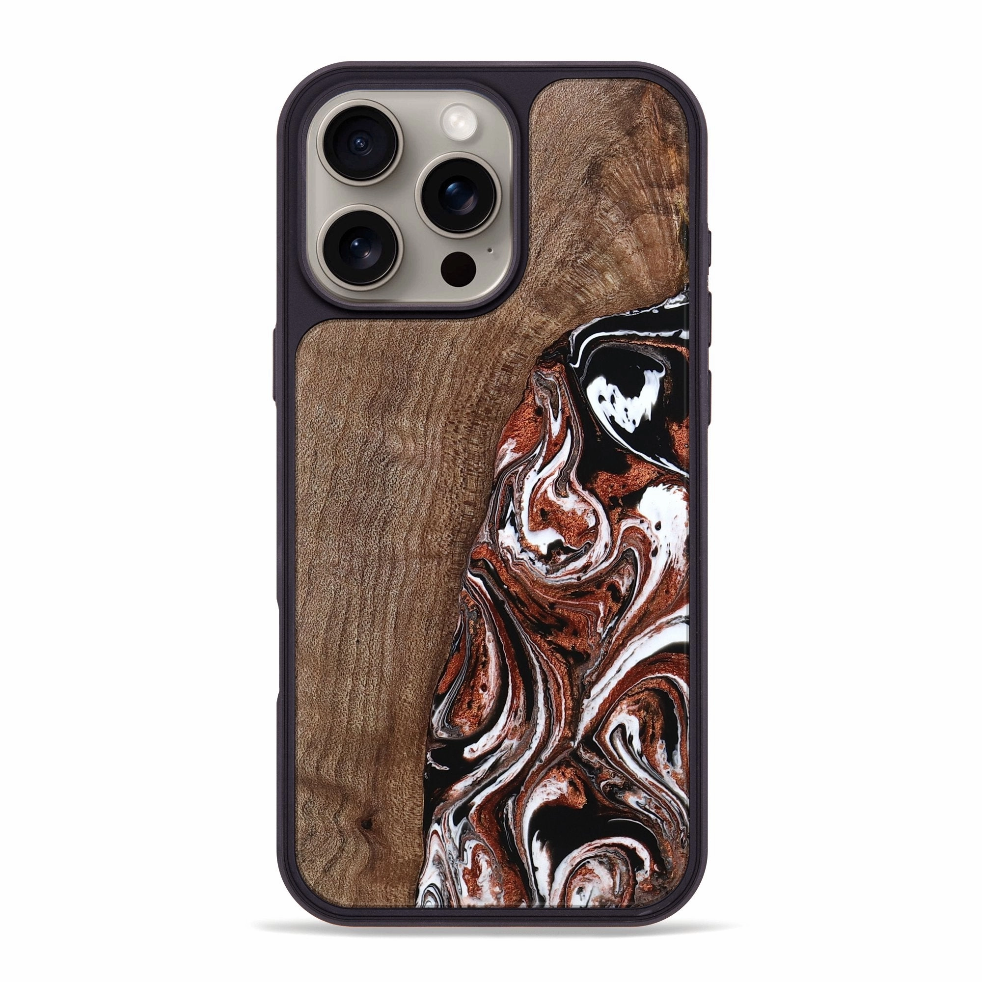 Iphone 16 Pro Max Wood Phone Case - Dorene (Black & White, 769180) Drop Resistant