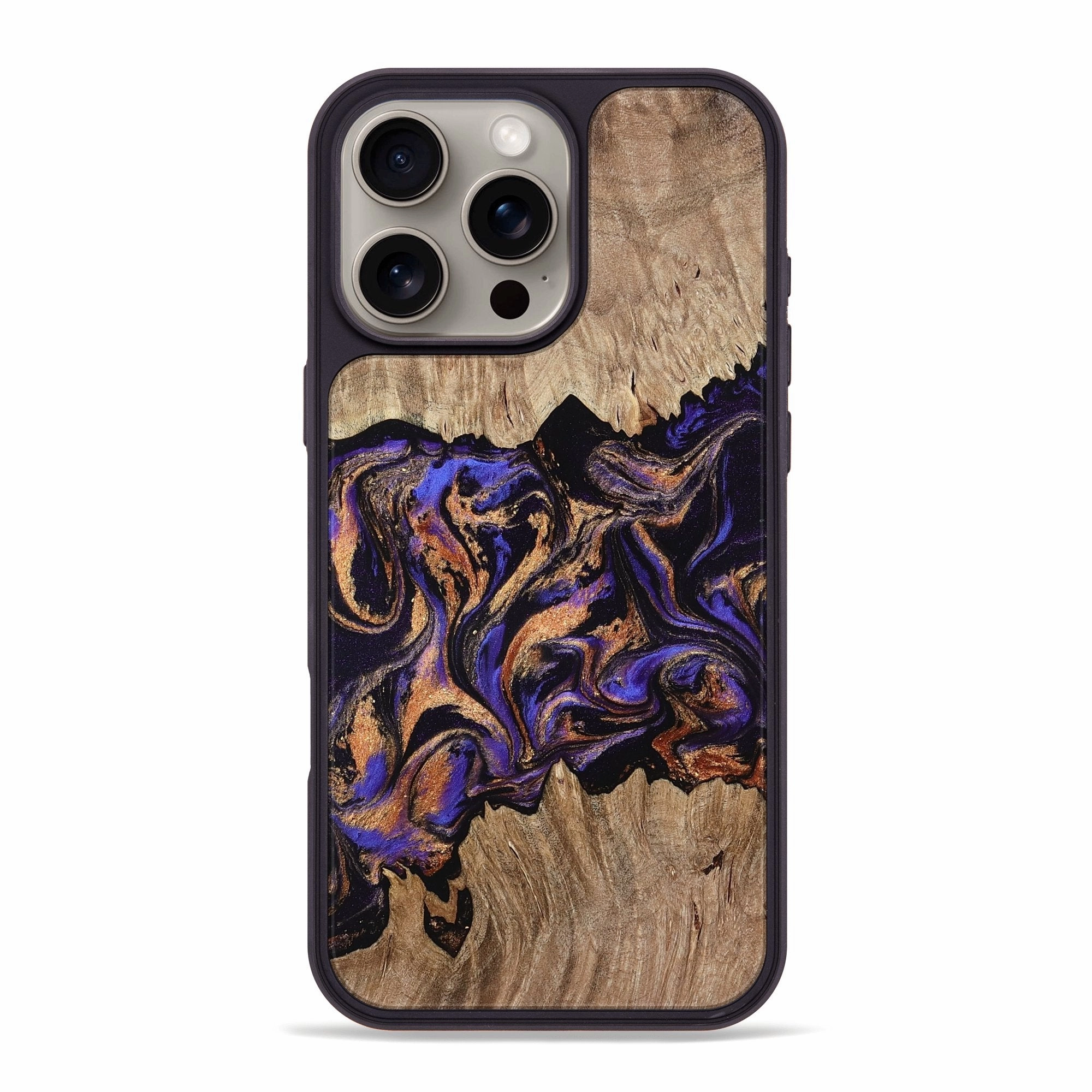 Raised Edges Fingerprint Resistant Coating Iphone 16 Pro Max Wood Phone Case - Mitzi (Purple, 767844)