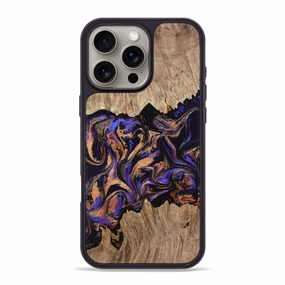 Raised Edges Fingerprint Resistant Coating Iphone 16 Pro Max Wood Phone Case - Mitzi (Purple, 767844)