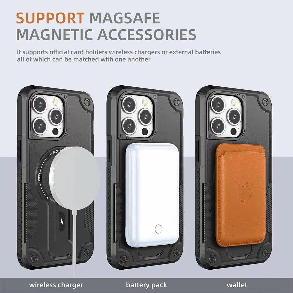 Protective Film Fingerprint Resistant Phonix Case For Iphone 15 Pro Max Stander Case Compatible With Magsafe
