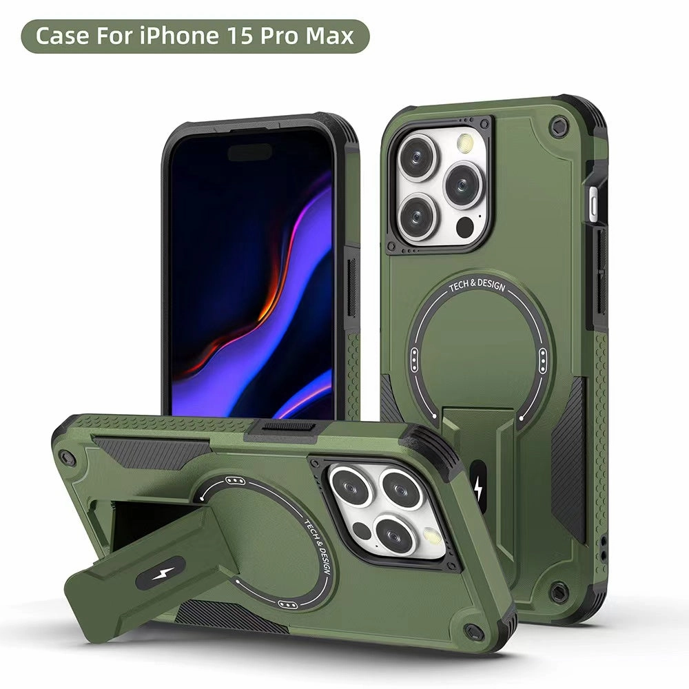 Raised Edges Case Friendly Glass Phonix Case For Iphone 15 Pro Stander Case Compatible With Magsafe