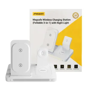 Pisen 3 In 1 Foldable Wireless Charging Station Energy Saving