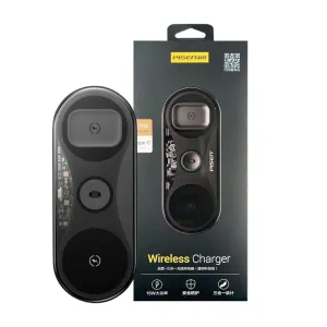 Pisen-3-In-1 Wireless Charger (Transparent Technology Version) (Black) USB Adapter USB Hub Charger