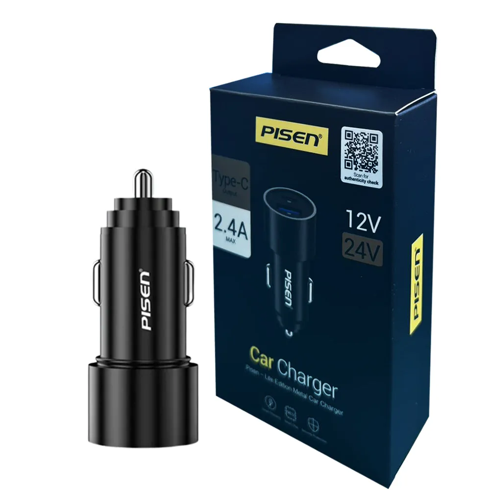Pisen Metal Pd   Qc Fast Car Charger 36W (Black) 5 Pcs 26% Off Efficient Charging Reinforced Cable