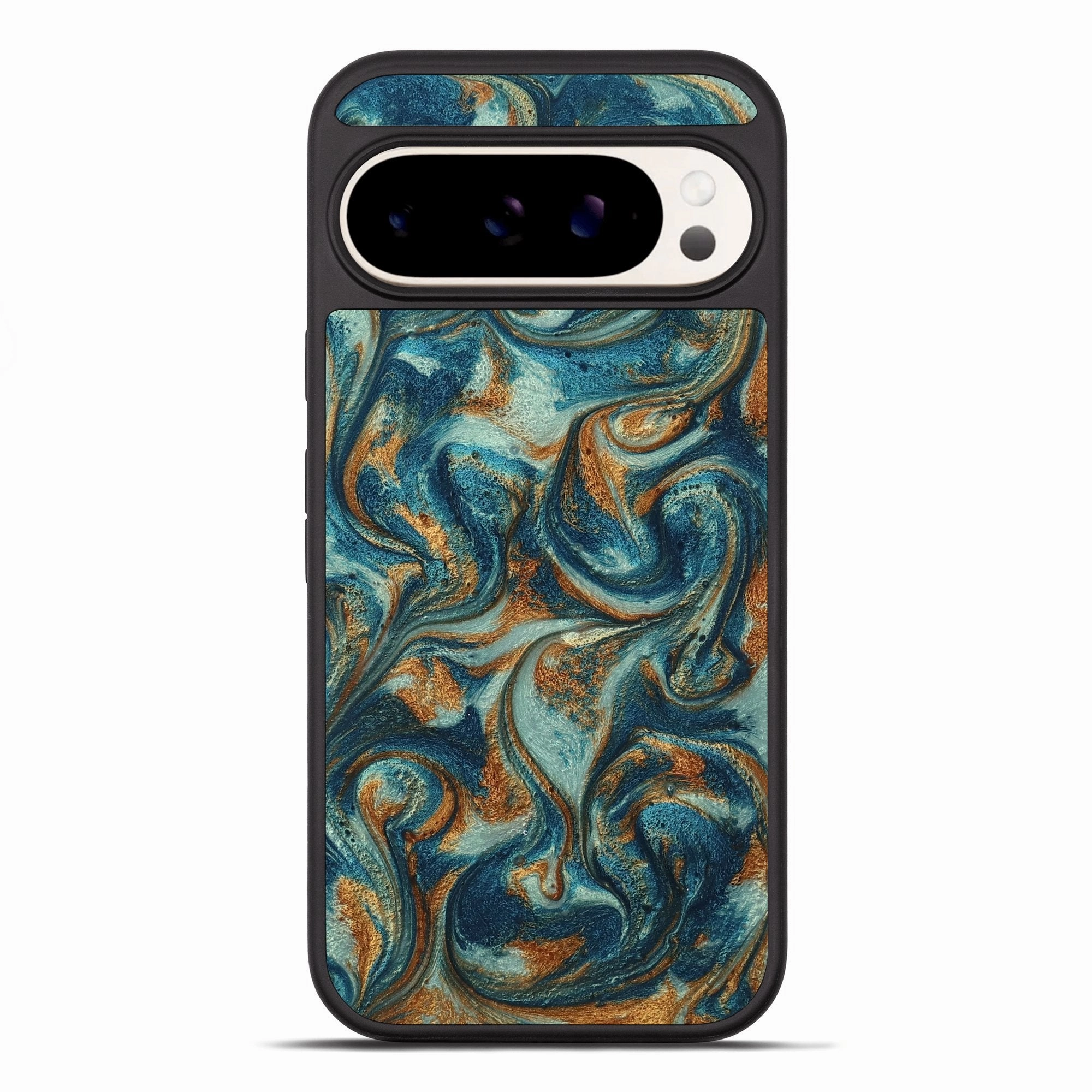 Pixel 10 Pro Xl Resinart Phone Case - Azael (Teal & Gold, 780231) Crystal Clear Screen Self Healing