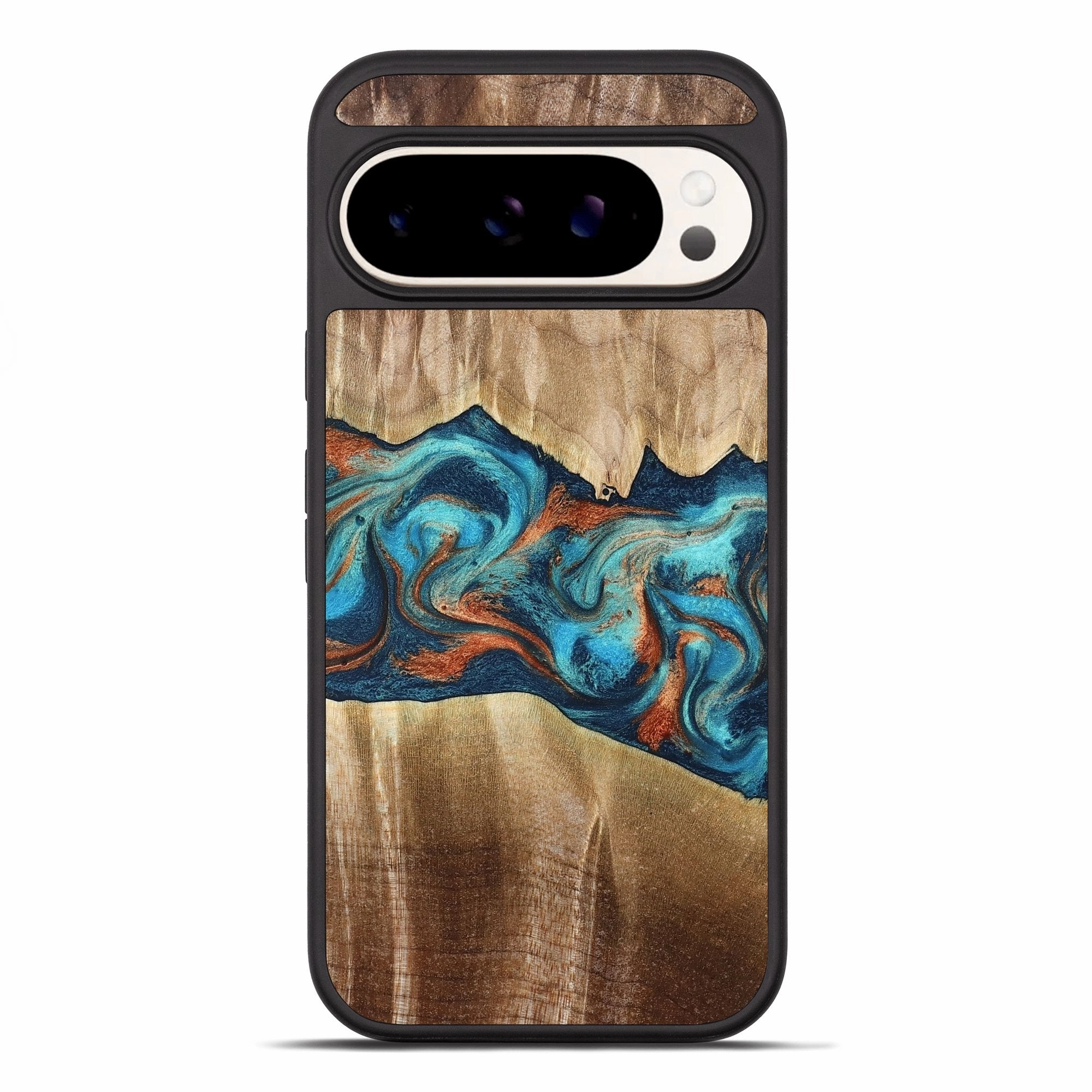 Pixel 10 Pro Xl Wood Phone Case - Antoine (Teal & Gold, 777754) Shock Proof Film