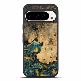 Pixel 10 Pro Xl Wood Phone Case - Audrina (Teal & Gold, 770569) Anti Blue Light