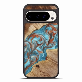 Pixel 10 Pro Xl Wood Phone Case - Castiel (Teal & Gold, 777529) HD Clarity Easy Installation