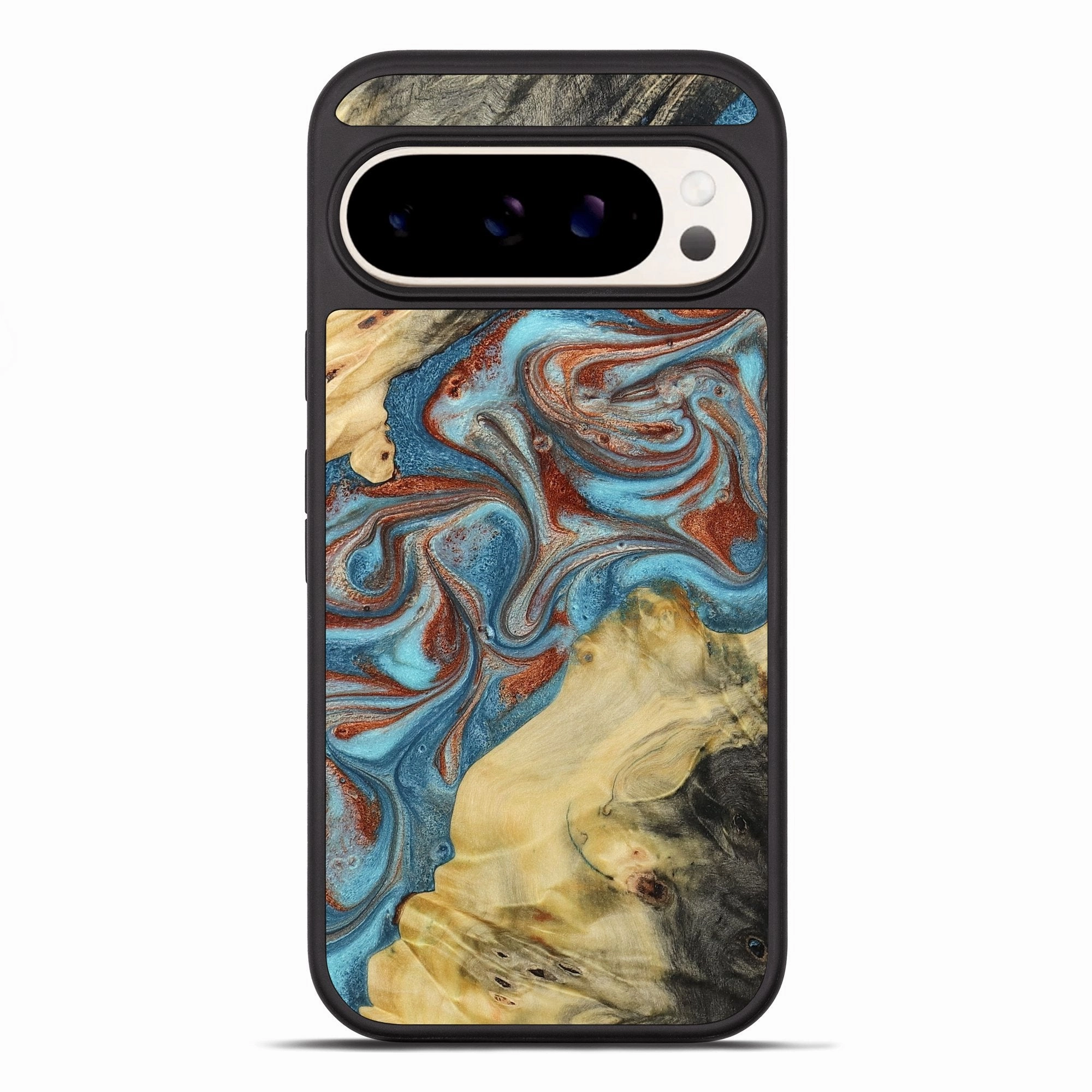 Anti Yellowing Film Protective Screen Pixel 10 Pro Xl Wood Phone Case - Finis (Teal & Gold, 772530)