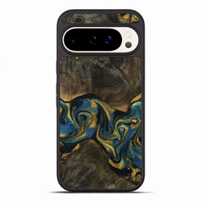 Pixel 10 Pro Xl Wood Phone Case - Guss (Teal & Gold, 770671) Anti Reflection Fingerprint Resistant Coating