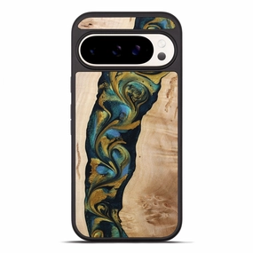 Pixel 10 Pro Xl Wood Phone Case - Harland (Teal & Gold, 773598) Scratch Protection