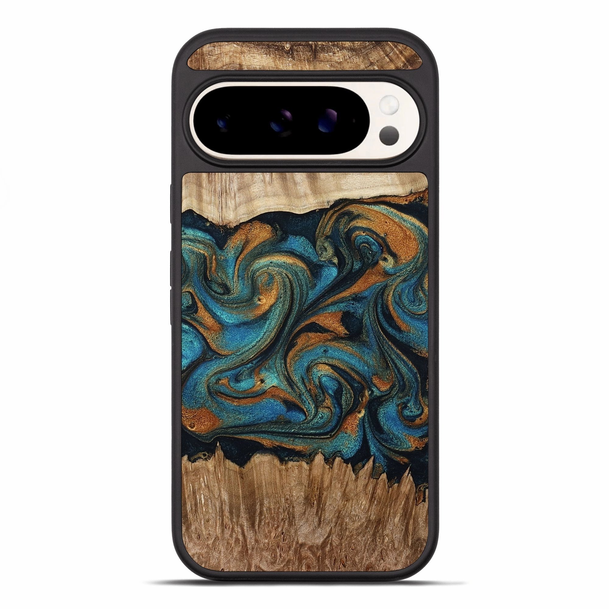 Pixel 10 Pro Xl Wood Phone Case - Katia (Teal & Gold, 769987) Fingerprint Resistant Coating