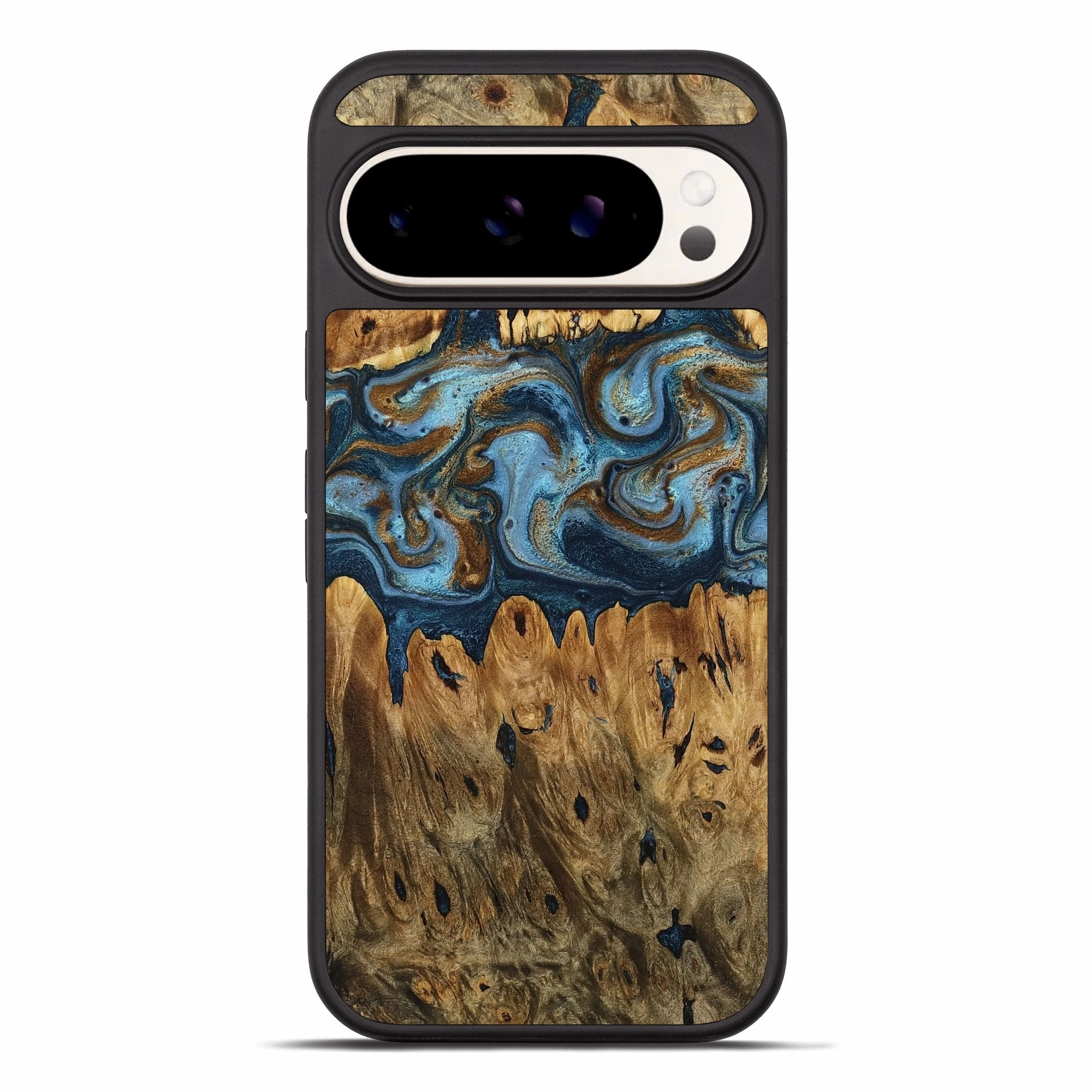 Pixel 10 Pro Xl Wood Phone Case - Kylen (Teal & Gold, 771184) Anti Reflection Coating