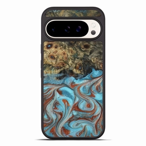 Pixel 10 Pro Xl Wood Phone Case - Londyn (Teal & Gold, 777557) Anti Finger Mark Grip Friendly