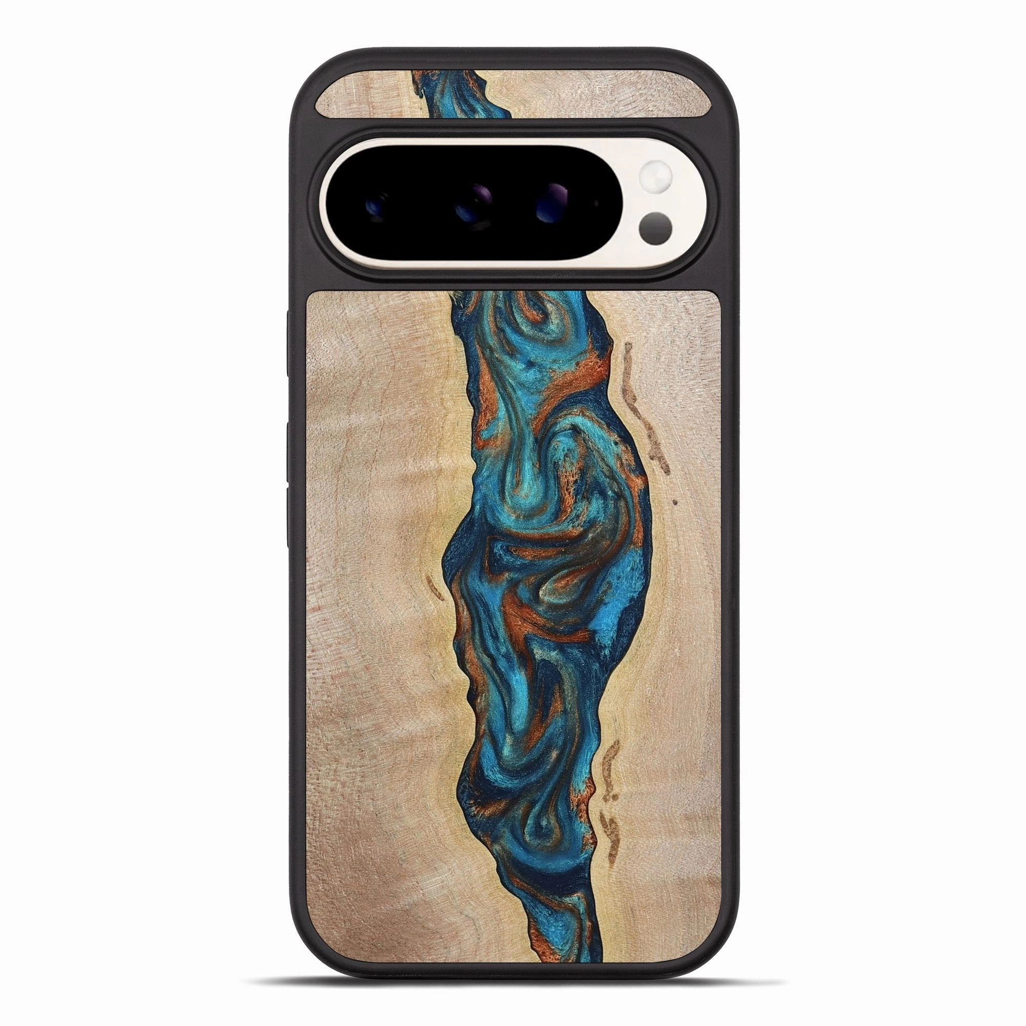 Pixel 10 Pro Xl Wood Phone Case - Lucca (Teal & Gold, 777530) Anti Finger Mark Film