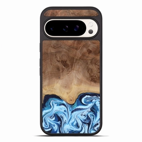 Pixel 10 Pro Xl Wood Phone Case - Lylah (Blue, 760074) Anti Reflection Coating Anti Finger Smudge