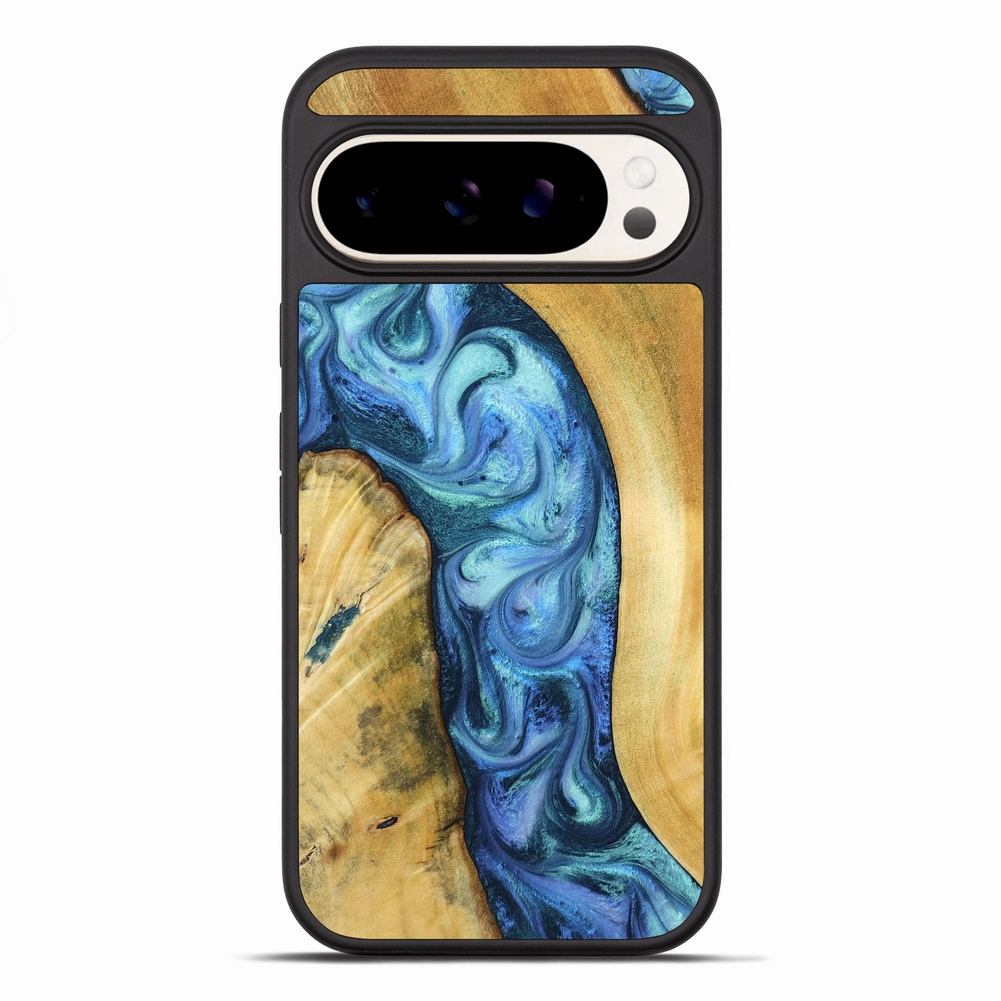 Pixel 10 Pro Xl Wood Phone Case - Meda (Blue, 779301) Reinforced Corners Impact Resistant