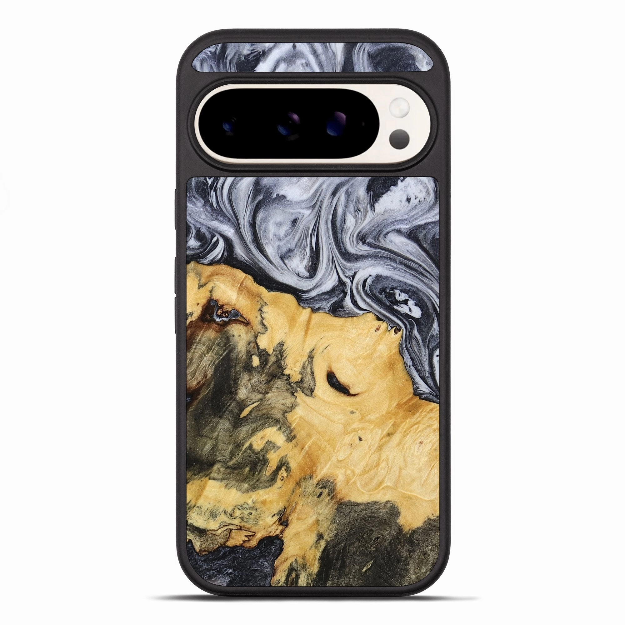 Anti Finger Mark Shock Absorption Pixel 10 Pro Xl Wood Phone Case - Rosanna (Black & White, 768103)
