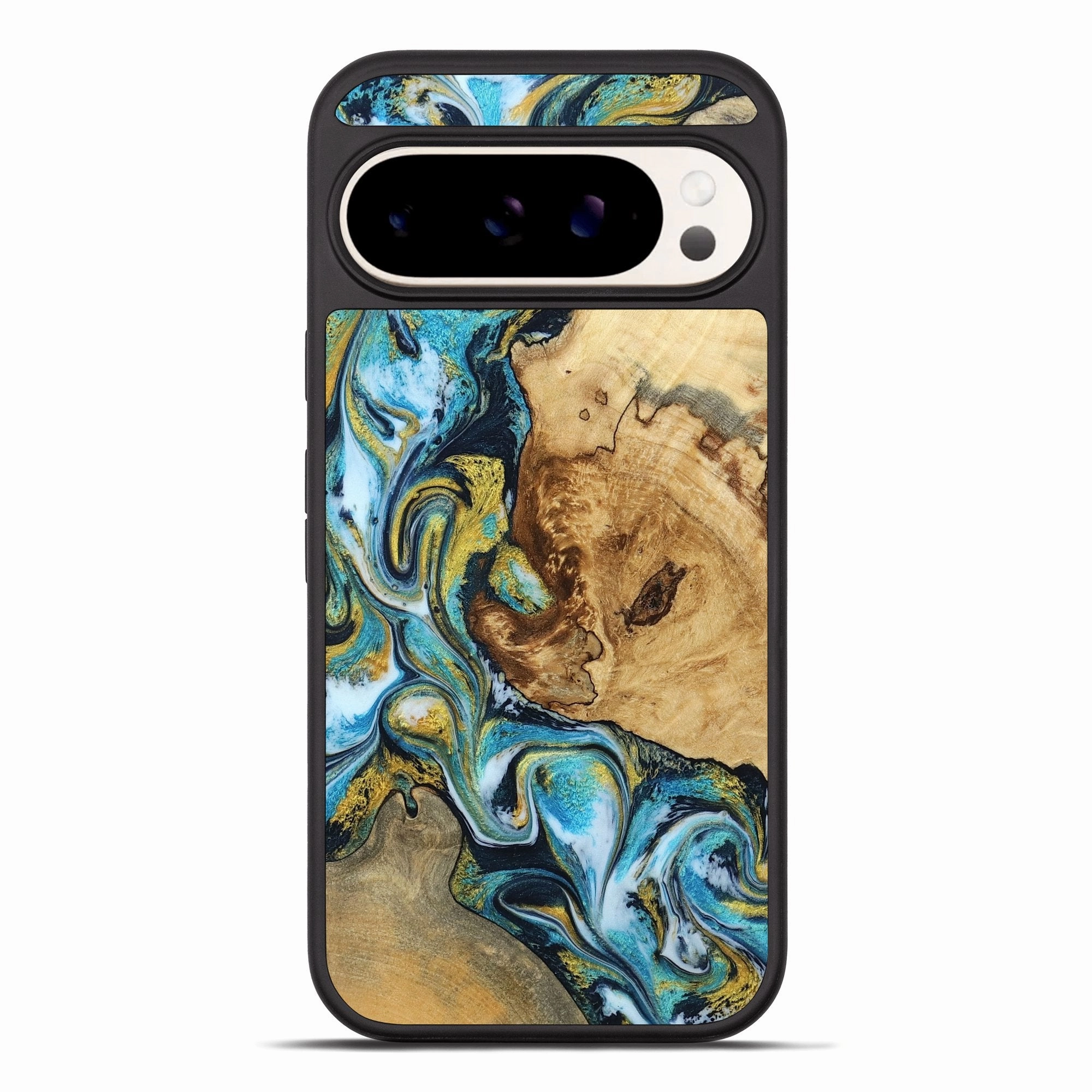 Drop Resistant Pixel 10 Pro Xl Wood Phone Case - Sloan (Teal & Gold, 781700)