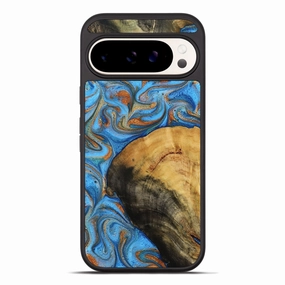 Pixel 10 Pro Xl Wood Phone Case - Starr (Teal & Gold, 776540) Easy Installation Dustproof Cover