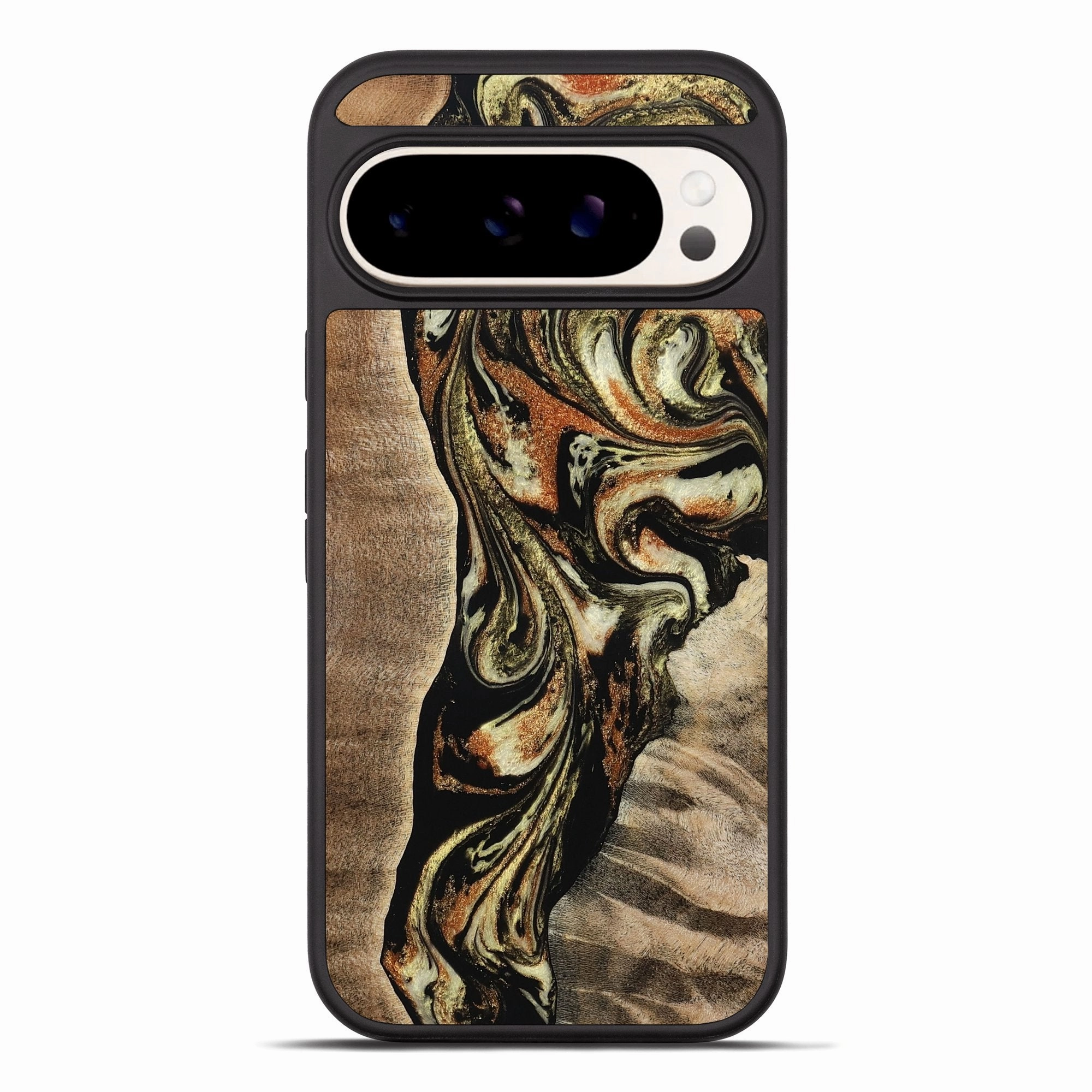 Rounded Edges Grip Friendly Pixel 10 Pro Xl Wood Phone Case - Tanner (Black & White, 780135)