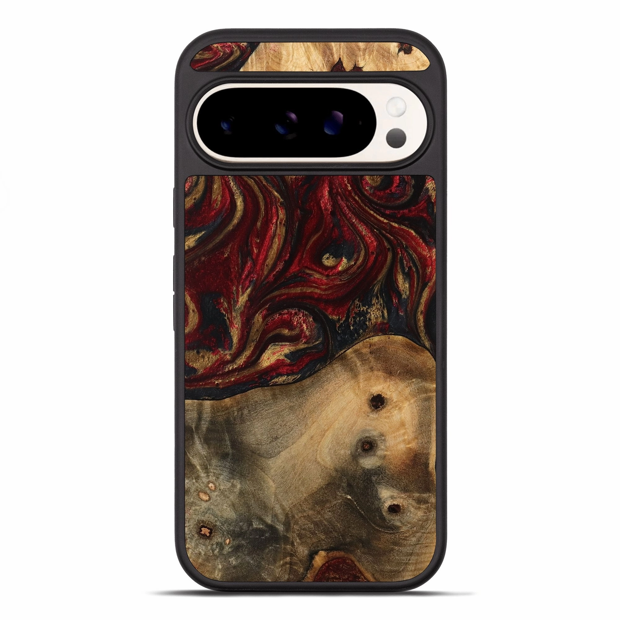 Pixel 10 Pro Xl Wood Phone Case - Tawnya (Red, 770642) Tempered Screen Protector Raised Edges