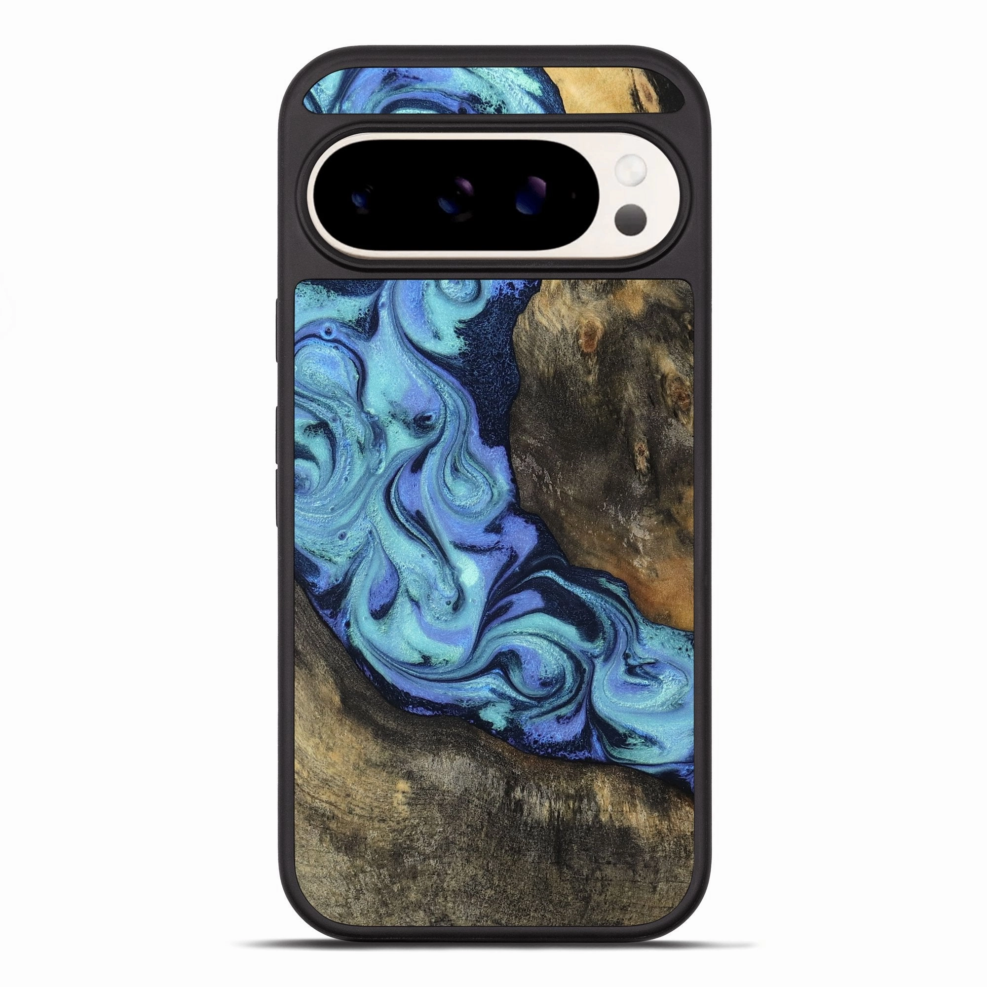 Pixel 10 Pro Xl Wood Phone Case - Tess (Blue, 770357) Raised Edges Scratch Resistant Coating