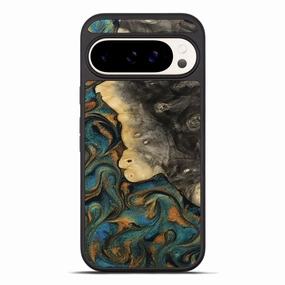 Pixel 10 Pro Xl Wood Phone Case - Xyla (Teal & Gold, 772381) Anti Fog Reinforced Corners