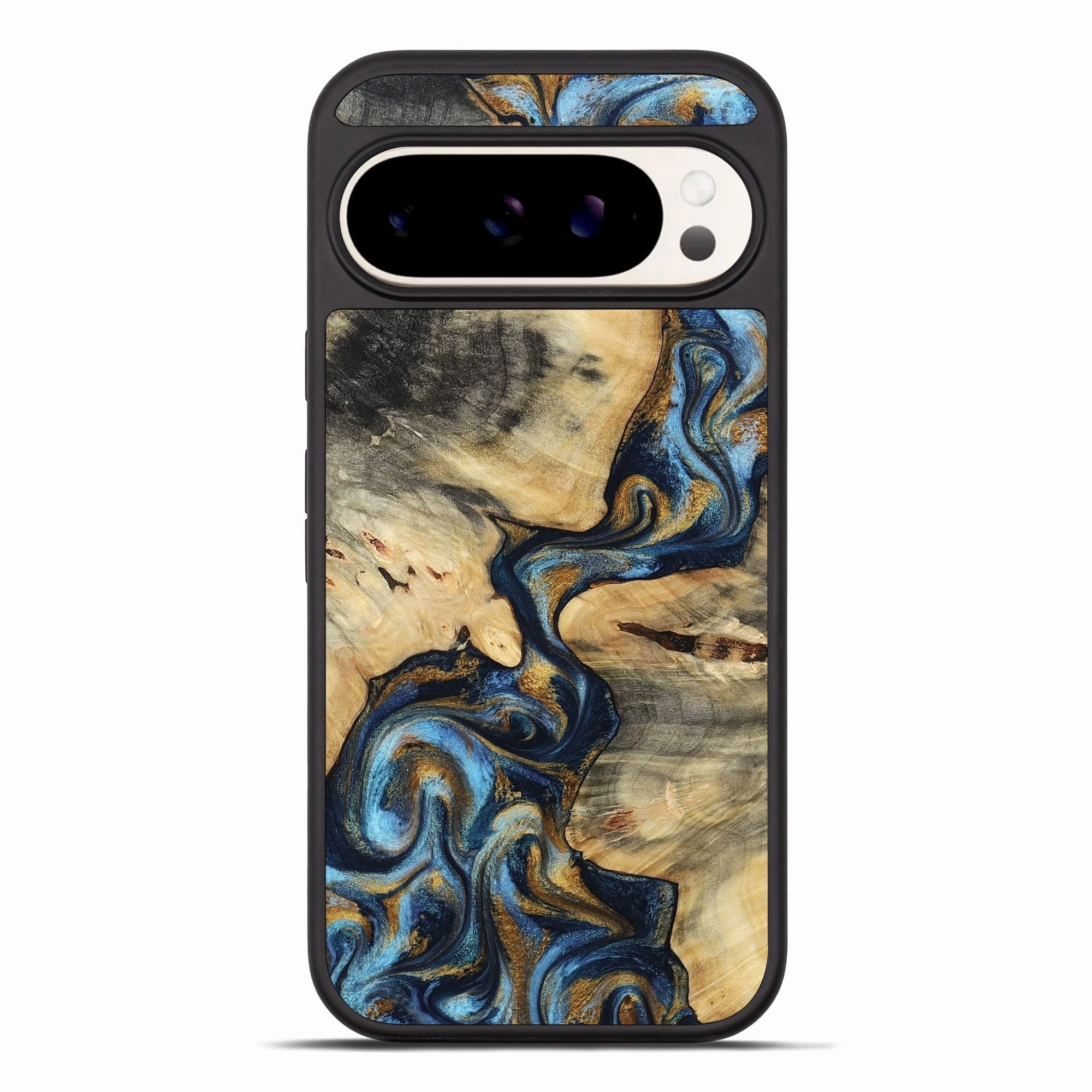 Pixel 10 Pro Xl Wood Phone Case - Xzavier (Teal & Gold, 781666) High Transparency