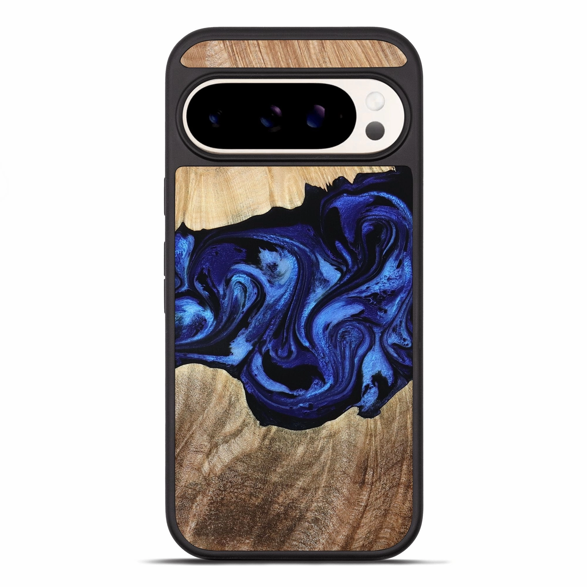 Pixel 10 Pro Xl Wood Phone Case - Zhuri (Blue, 780087) Smooth Surface Anti Finger Streak