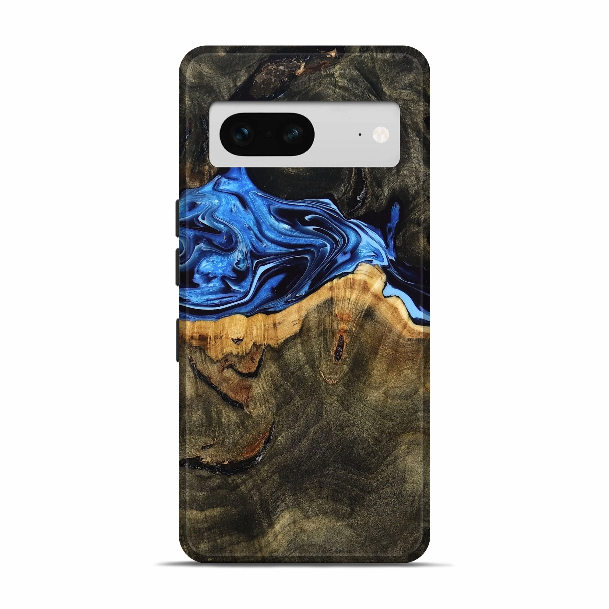 Impact Resistant Anti Finger Streak Pixel 7 Wood Live Edge Phone Case - Adhara (Blue, 774591)